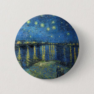 Badge Rond 5 Cm Impressionnisme Vincent Van Gogh Starry Starry Nui