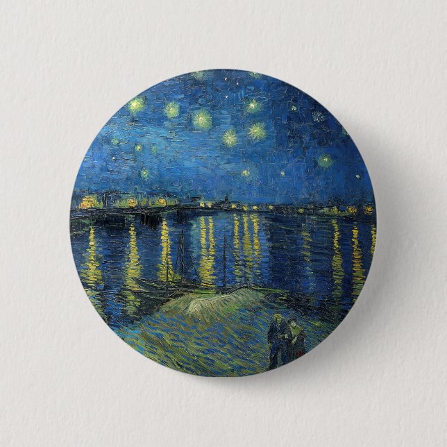 Badge Rond 5 Cm Impressionnisme Vincent Van Gogh Starry Starry Nui (Devant)