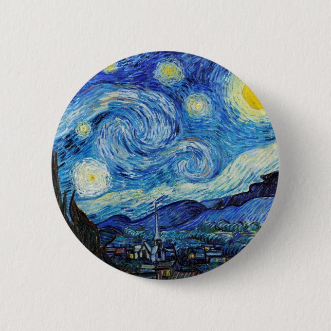 Badge Rond 5 Cm Impressionnisme Vincent Van Gogh Starry Starry Nui (Devant)