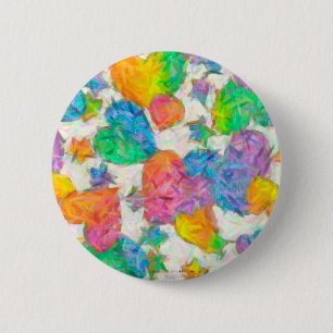 Badge Rond 5 Cm Impressionniste Pastel Valentine Hearts