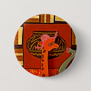 Badge Rond 5 Cm Imprimer Casquette Giraffe