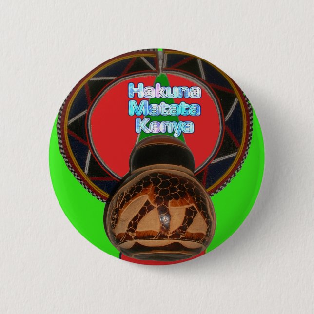 Badge Rond 5 Cm Imprimer Hakuna Matata Kenya Art (Devant)