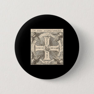 Badge Rond 5 Cm In Hoc Signo Vinces Agneau de Dieu Dans Ce Signe T