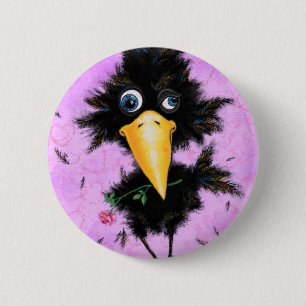 Badge Rond 5 Cm In Love Crow - Drôle - Ajouter Votre Photo /Text/N
