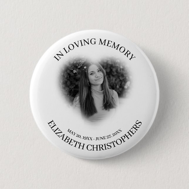 Badge Rond 5 Cm In Love Memory Heart Frame Custom Photo Memorial (Devant)