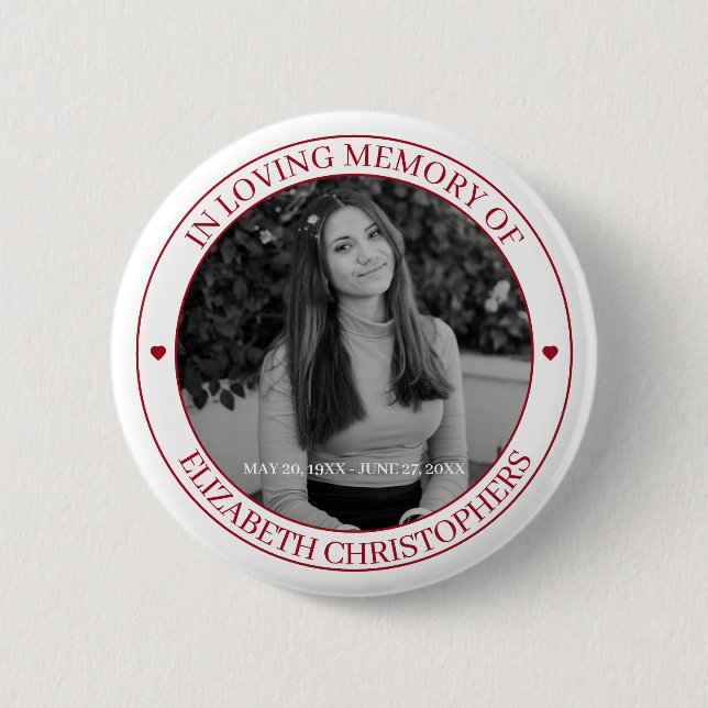 Badge Rond 5 Cm In Love Memory Heart Photo Memorial personnalisé (Devant)