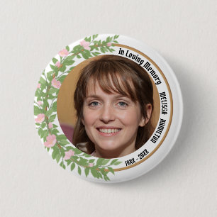 Badge Rond 5 Cm In Love Memory Personnalisé Photo Funeral