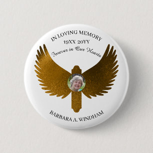 Badge Rond 5 Cm In Love Memory Photo Keepsaké Croix avec ailes