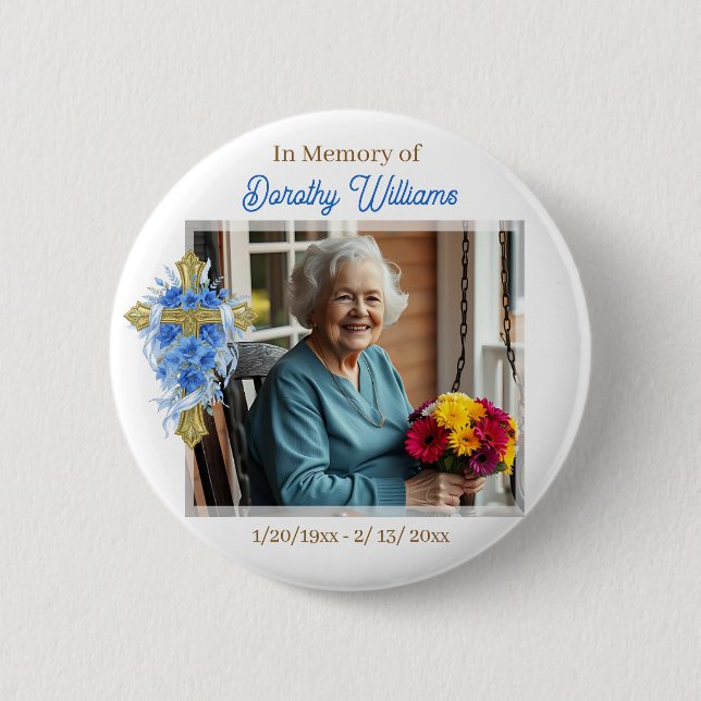 Badge Rond 5 Cm In Loving Memory | Photo Memorial (Devant)