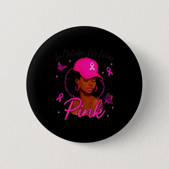 Badge Rond 5 Cm In October We Wear Nk Black Women Breast Cancer Aw (Devant)