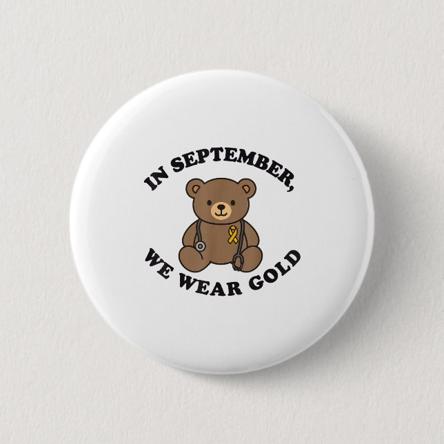 Badge Rond 5 Cm In September We Wear Gold Pediatric Nurse Childhoo (Devant)