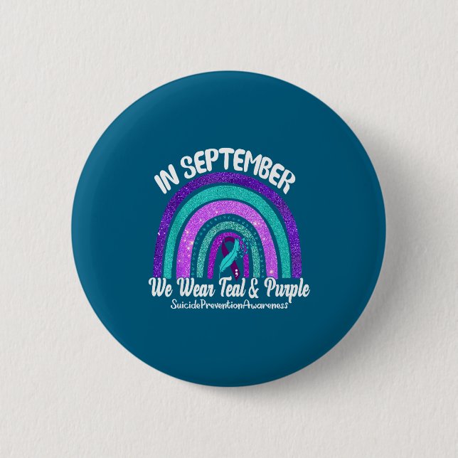 Badge Rond 5 Cm In September We Wear Teal &amp; Purple Rainbow Sui (Devant)