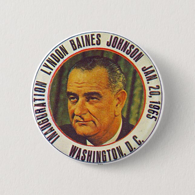 Badge Rond 5 Cm Inauguration 1965 de LBJ - bouton (Devant)