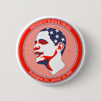 Badge Rond 5 Cm Inauguration d'Obama dans blanc et bleu rouges