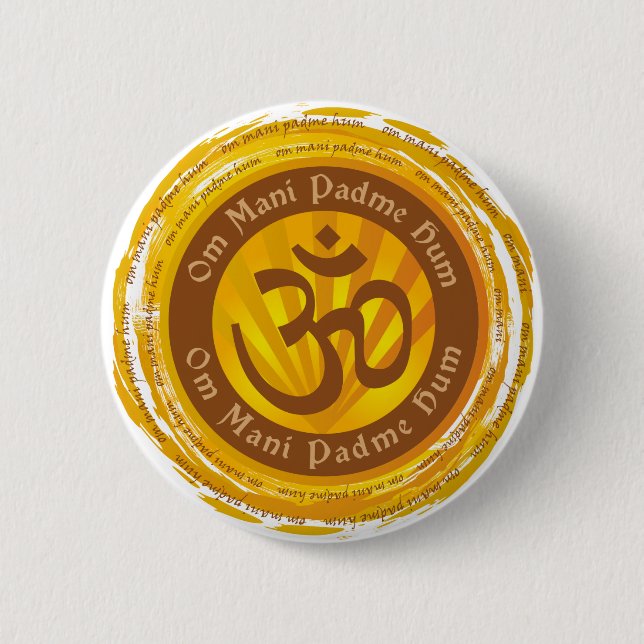 Badge Rond 5 Cm Incantation tibétaine avec le symbole d'Aum (Devant)