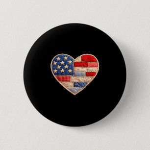 Badge Rond 5 Cm Indépendance patriotique américain drapeau cœurInd