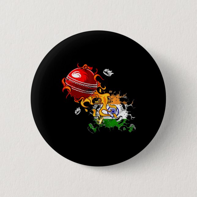 Badge Rond 5 Cm India Cricket 4  (Devant)
