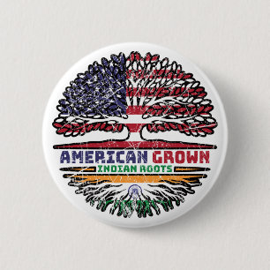 Badge Rond 5 Cm Indian India US American États-Unis Tree