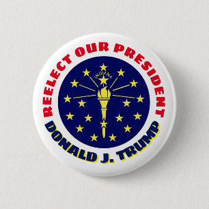 Badge Rond 5 Cm Indiana écrit : Réélire notre président