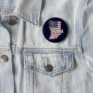 Badge Rond 5 Cm Indiana State United States Retro Map Vintage USA