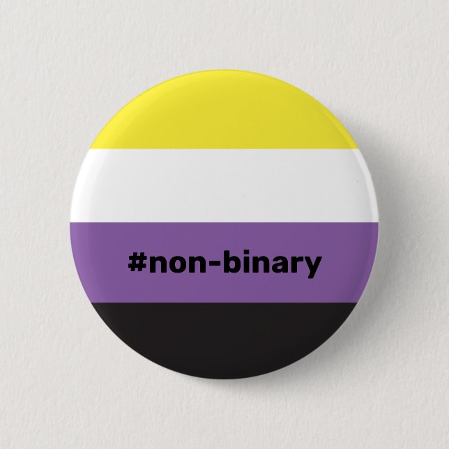 Badge Rond 5 Cm Indicateur de fierté non binaire LGBTQI+ (Devant)