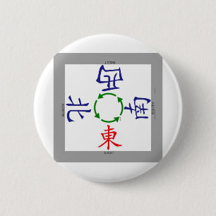 Badge Rond 5 Cm indicateur des vents du mahjong
