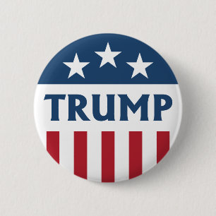 Badge Rond 5 Cm Indicateur TRUMP Retro Campaign Design Stars & Str
