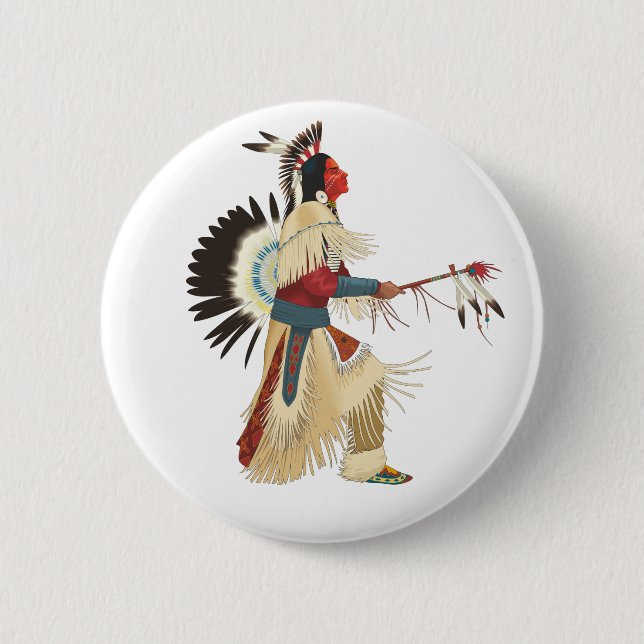 Badge Rond 5 Cm Indien rouge (Devant)