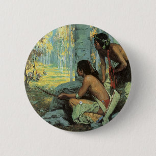 Badge Rond 5 Cm Indiens d'époque, Chasseurs de dindes de Taos par 