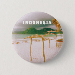 Badge Rond 5 Cm Indonésie Lombok Paradis Tropical Imprimé