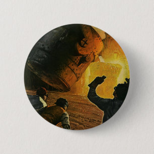 Badge Rond 5 Cm Industrie vintage, Fabrication d'acier