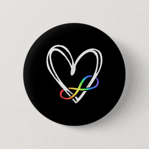 Badge Rond 5 Cm Infinité Coeur Sensibilisation sur l'autisme Amour
