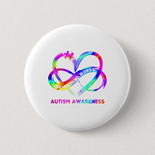 Badge Rond 5 Cm Infinity Heart Love Sensibilisation sur l'autisme
