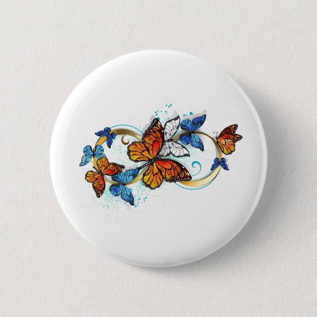 Badge Rond 5 Cm Infinity of Monarch Butterflies (Devant)