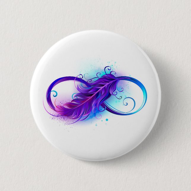 Badge Rond 5 Cm Infinity with purple feather (Devant)