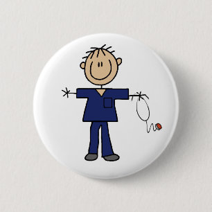 Badge Rond 5 Cm Infirmier homme bâton peau moyenne
