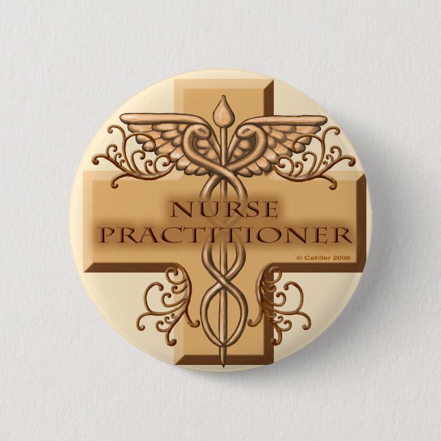 Badge Rond 5 Cm Infirmier praticien Cross Caduceus (Devant)