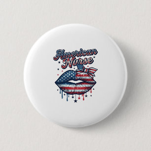 Badge Rond 5 Cm Infirmière Américaine Lips Patriotic Vector Design