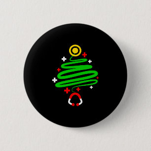 Badge Rond 5 Cm Infirmière amusante Arbre de Noël Stethoscope Gif
