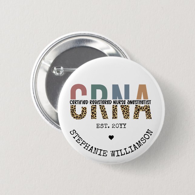 Badge Rond 5 Cm Infirmière anesthésiste certifiée CRNA personnalis (Devant & derrière)