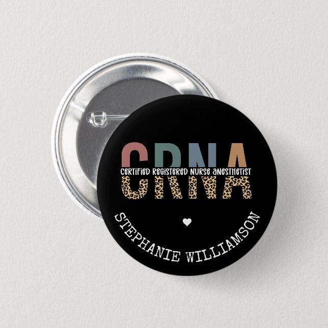 Badge Rond 5 Cm Infirmière anesthésiste certifiée CRNA personnalis (Devant & derrière)