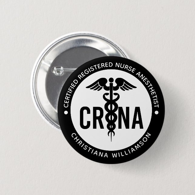 Badge Rond 5 Cm Infirmière anesthésiste certifiée CRNA personnalis (Devant & derrière)