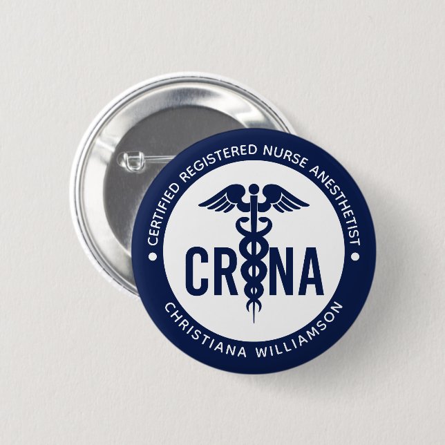 Badge Rond 5 Cm Infirmière anesthésiste certifiée CRNA personnalis (Devant & derrière)