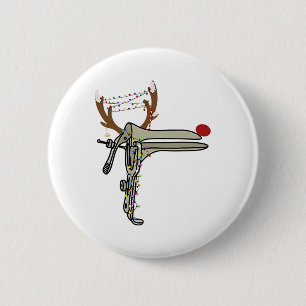 Badge Rond 5 Cm Infirmière au spéculum de rennes de Noël Obgyn Obs