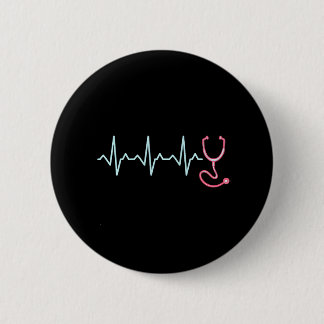 Badge Rond 5 Cm Infirmière autorisée Heartbeat
