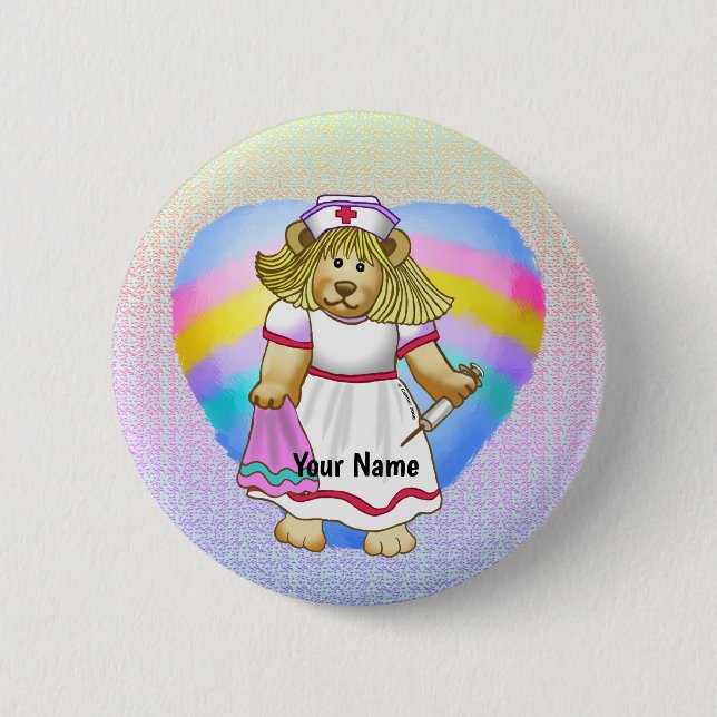 Badge Rond 5 Cm Infirmière Betsy Bear  (Devant)