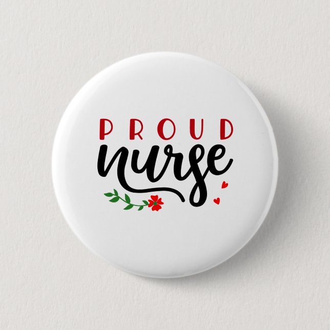 Badge Rond 5 Cm Infirmière Cadeau Fière Infirmière (Devant)