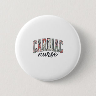 Badge Rond 5 Cm Infirmière cardiaque à motif floral et lettrage un