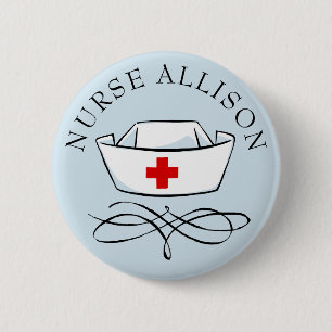 Badge Rond 5 Cm Infirmière Casquette Ajouter un nom