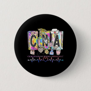 Badge Rond 5 Cm Infirmière certifiée Cna Fleurs Groovy Infirmières
